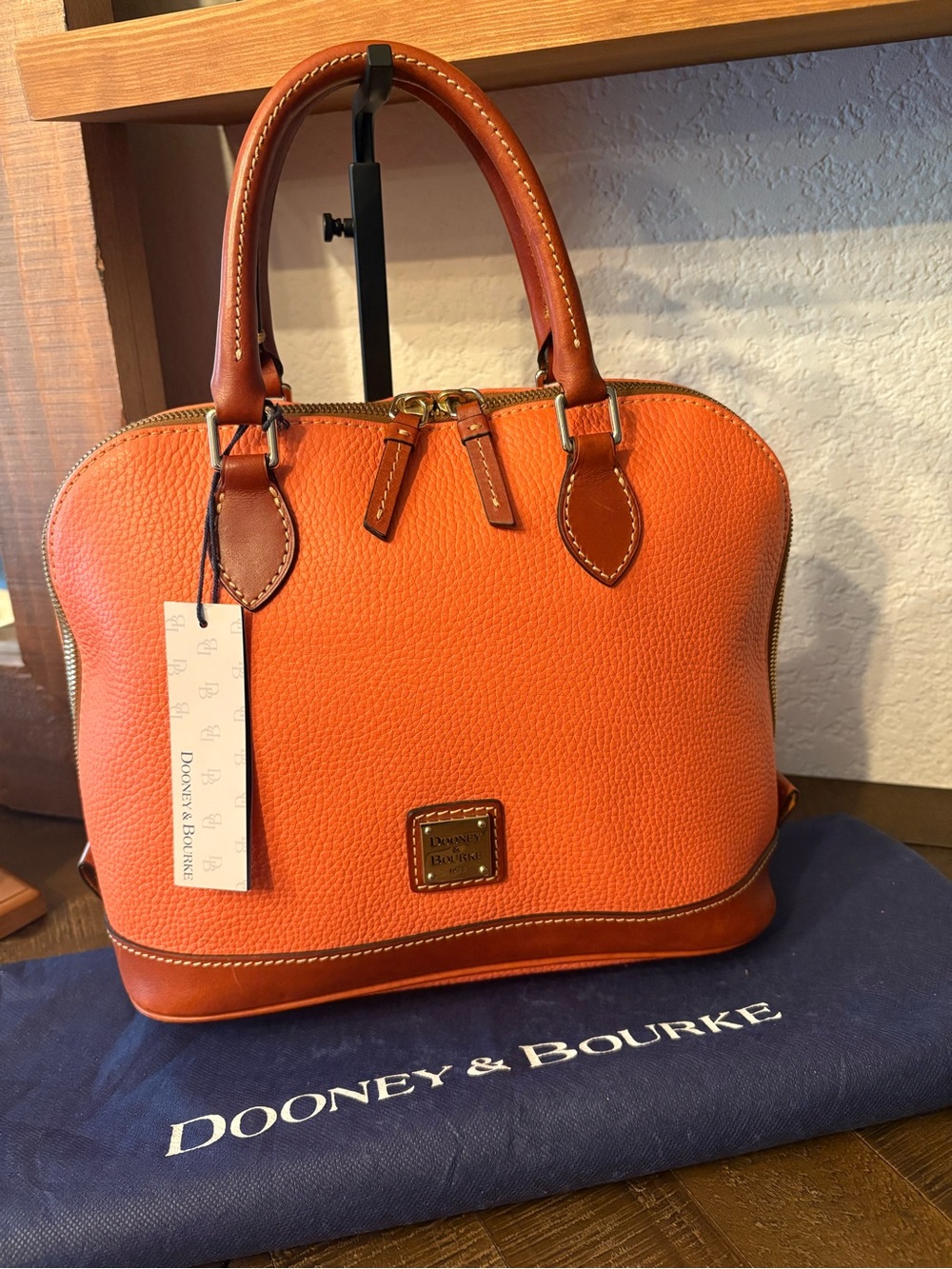 NWT Dooney & Bourke Coral Pebble Grain Zip Zip Satchel R343